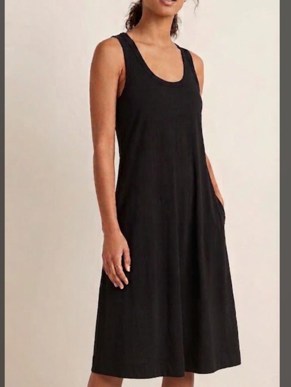 Daily Ritual Black Sleeveless Midi Dress Size Medium Soft & Stretch. No Pockets